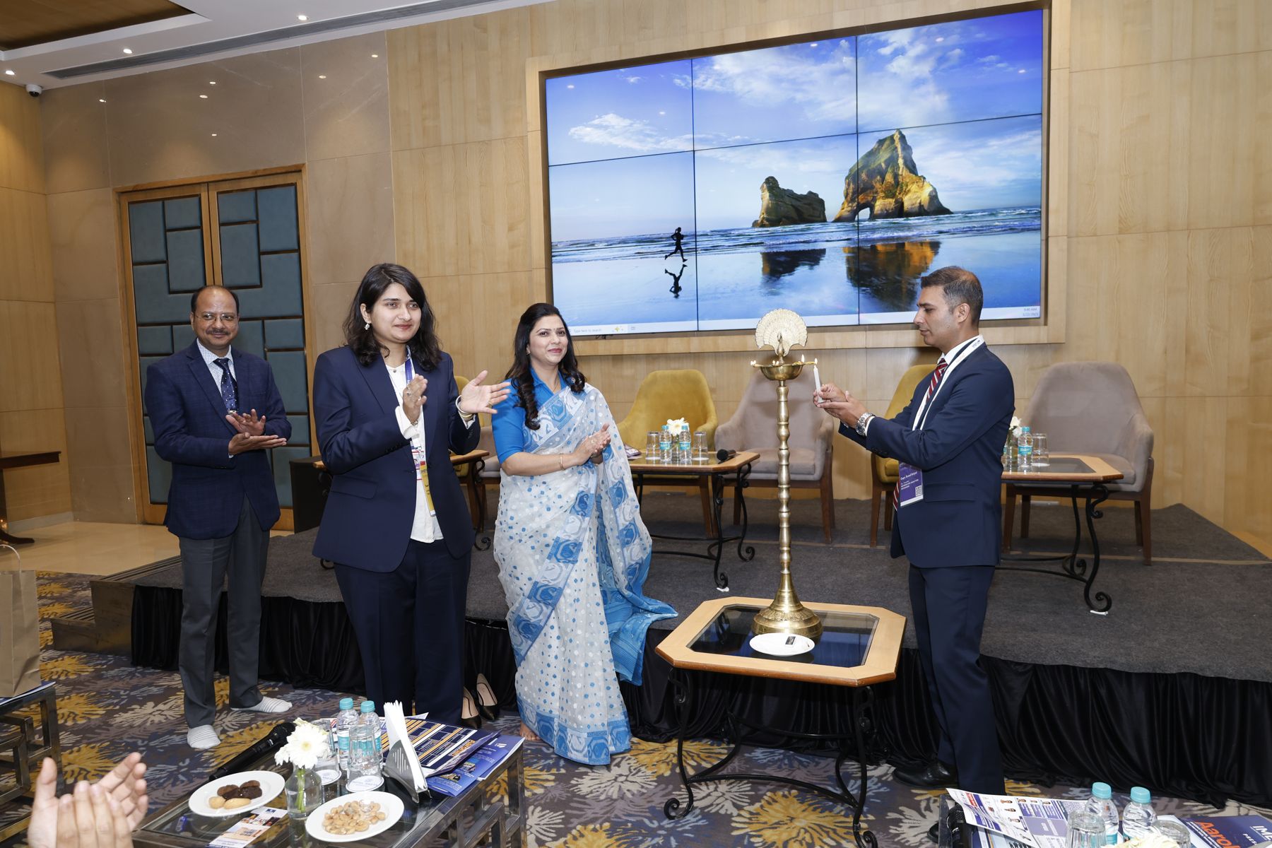 Lighting the ceremonial lamp at the inauguration