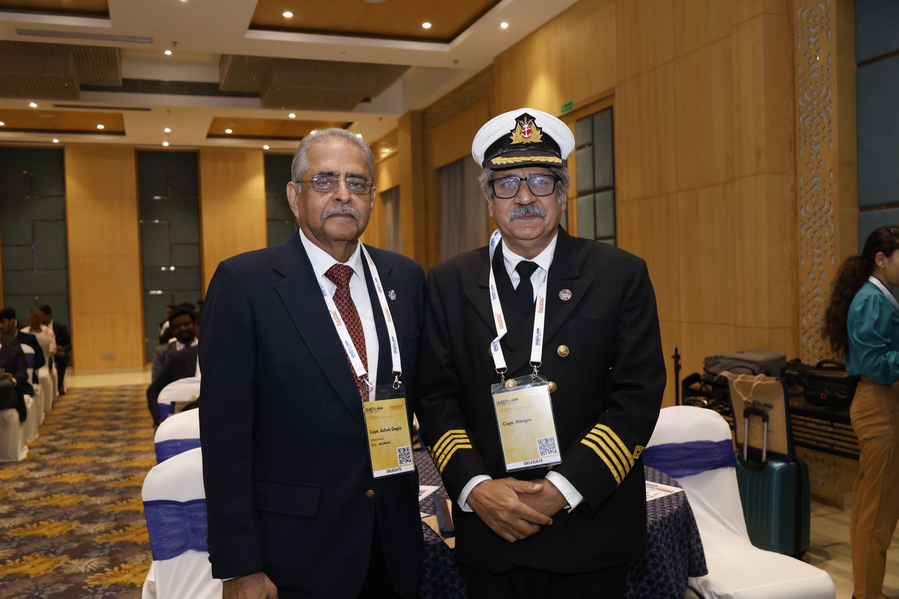 Two captains posing together as delegates